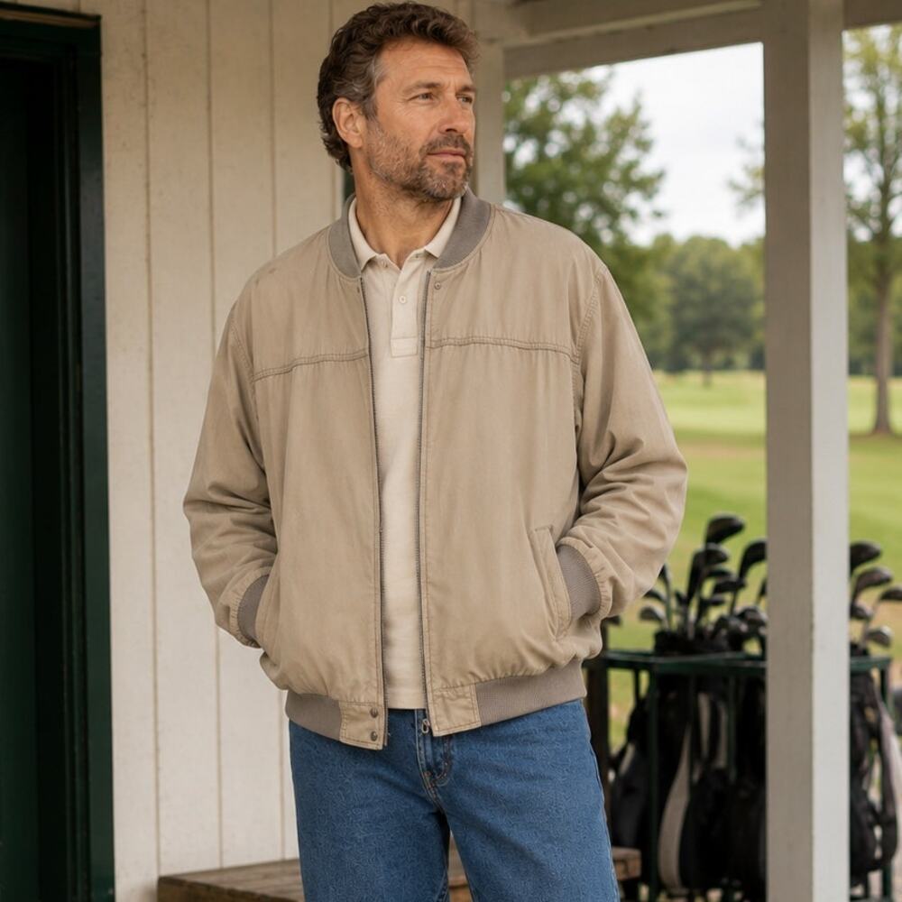 Vintage Arnold Palmer Khaki Tan Jacket XL Dadcore Country Club Windbreaker